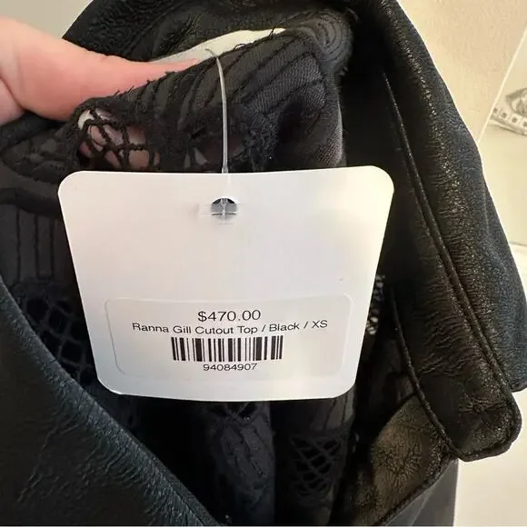 NWT Tuckernuck Ranna Gill Black Oversized Floral Faux Leather Top XS - Picture 14 of 15